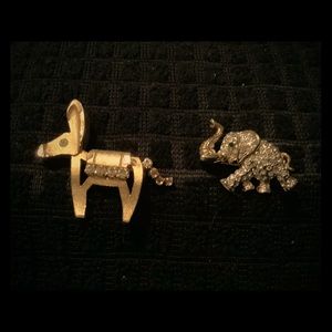 Donkey & Elephant Brooches.